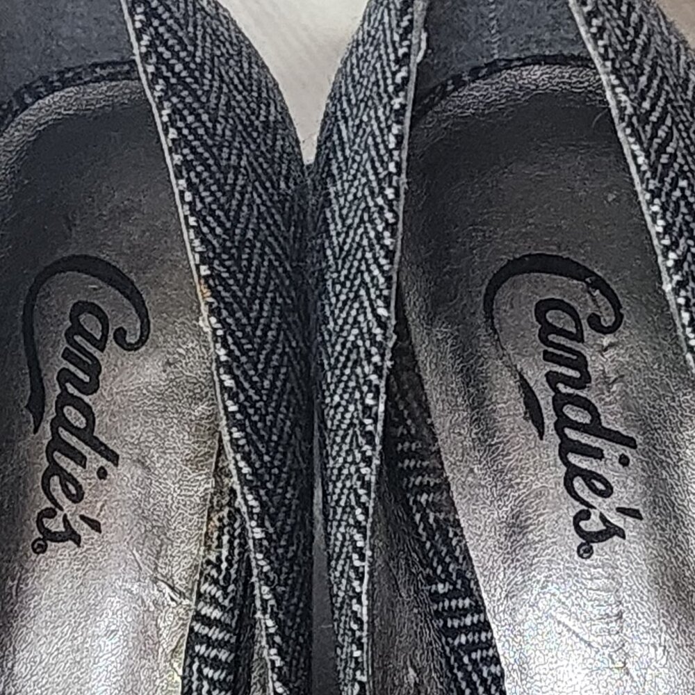 Candie's Grey Black Tweed SeeMe 3" Peep Toe Non Slick Sole Dress Pumps Size 7M - Picture 6 of 16